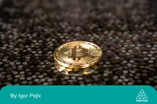 Bitcoin on dotted table 