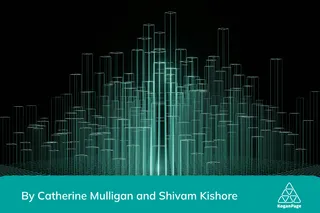 Abstract image of a city made of green light lines, also can represent data points at various scales.