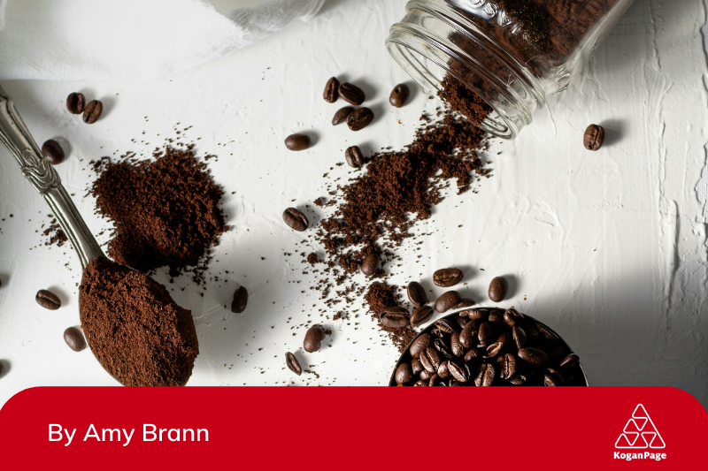 Amy Brann on the brain feeling tired - spilled coffee beans