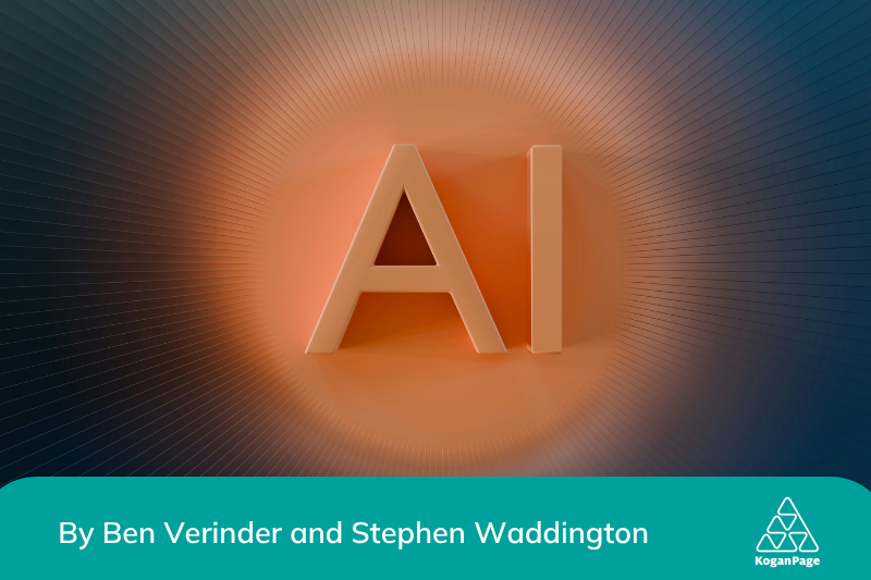 The letters 'AI' in 3D on an orange background which tapers out into a dark blue and black hue.