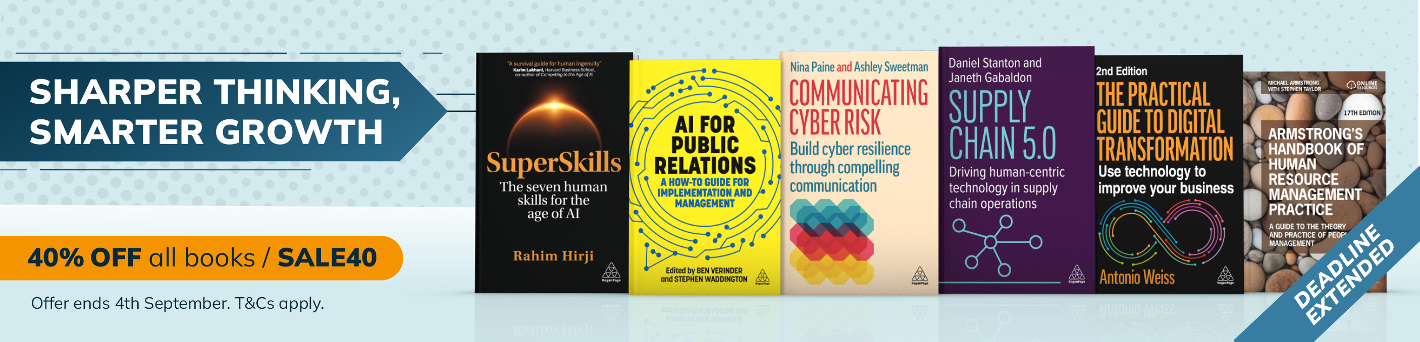 Sharper Thinking, Smarter Growth. 40% off all book with code SALE40. Offer ends 4th September.