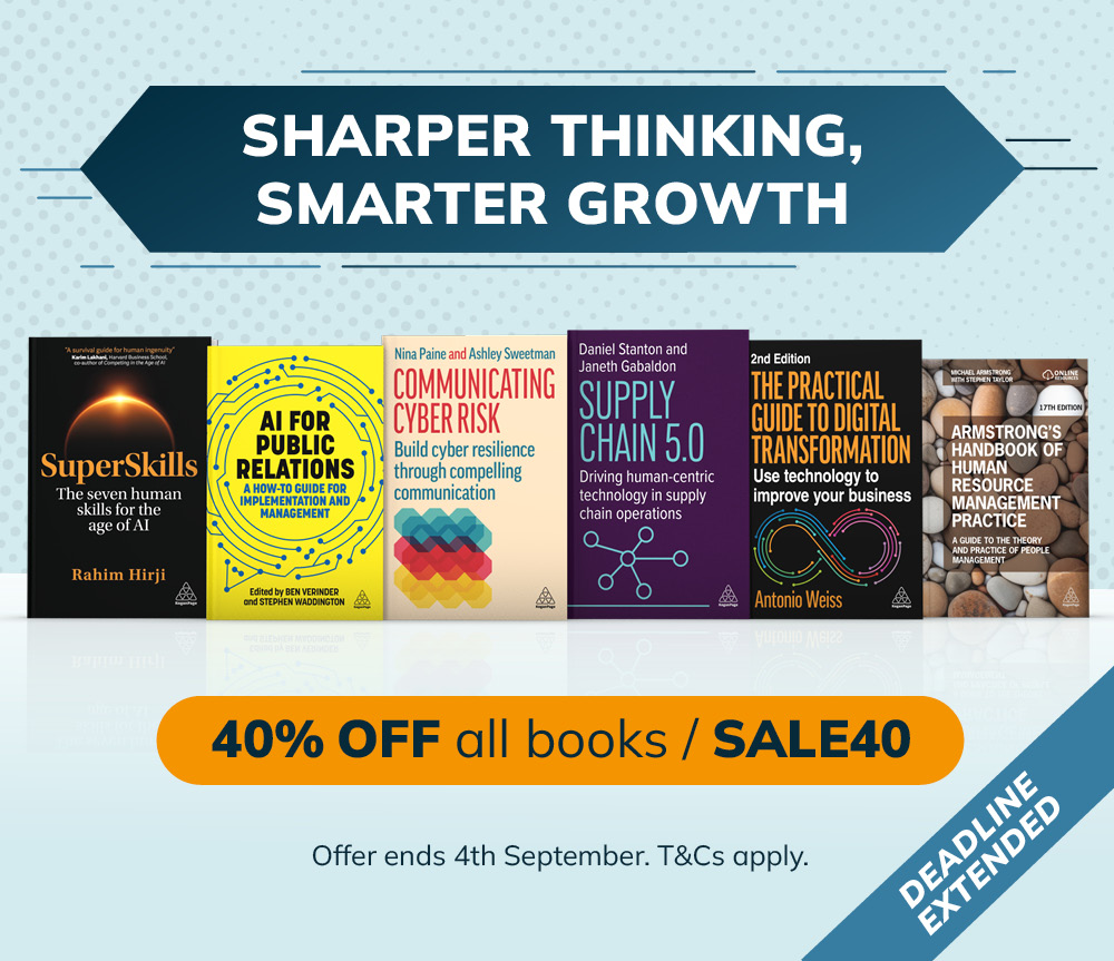Sharper Thinking, Smarter Growth. 40% off all book with code SALE40. Offer ends 4th September.